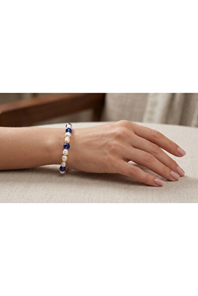 robel Ocean Pearl Elegance Bracelet – Timeless Freshwater Pearls & Blue Cryst...