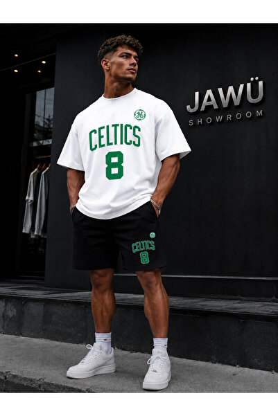 JAWÜ STYLE Celtics Printed Premium Oversize Cotton T-Shirt-Shorts Set