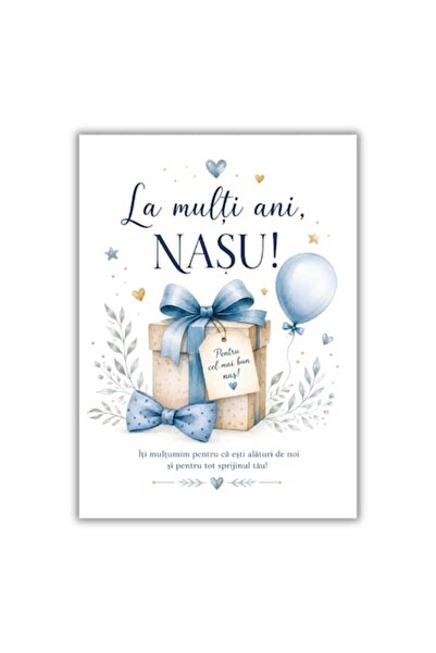 OEM Felicitare 13x18 cm cu plic, La mulți ani pentru Naș