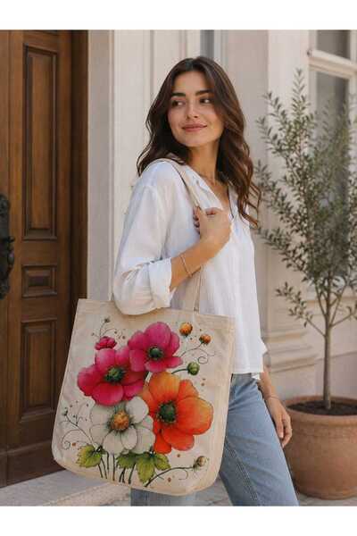 ÖZDAĞ HOME CONCEPT 40X40 cm Digital Printed Suede Fabric Women's Shoulder Bag...