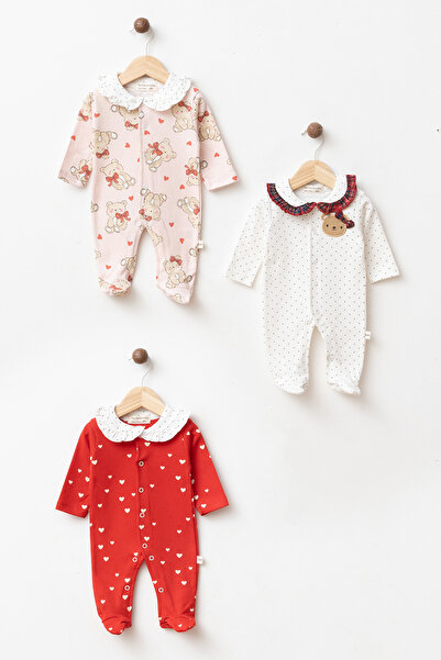 yukobaby bebeğiniz için en doğalı Baby 100% Cotton Scarlet Bow and Bear 3-Pie...