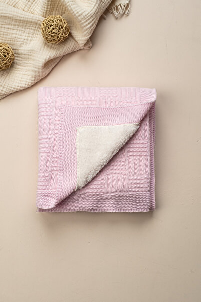 Mielco Straw Pattern Knitwear Baby Blanket with Plush Inside
