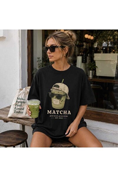 Grafftee Clothing Matcha Latte Printed Unisex Oversize T-Shirt