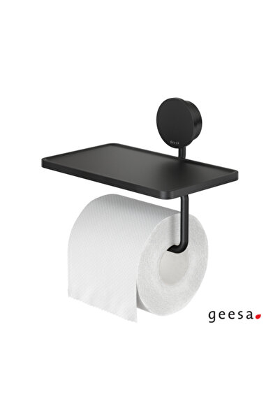 Geesa Θήκη χαρτιού υγείας με ράφι 18,5x12,9 εκ. ΟΠΑΛ Μαύρο Ματ 7224-400