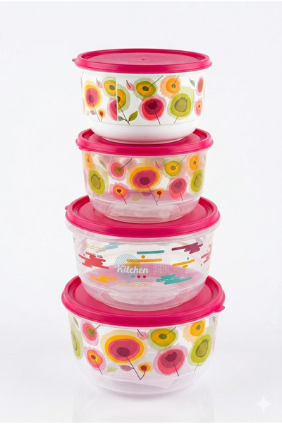 Mira Home Set de recipiente rotunde din plastic pentru depozitarea alimentelo...