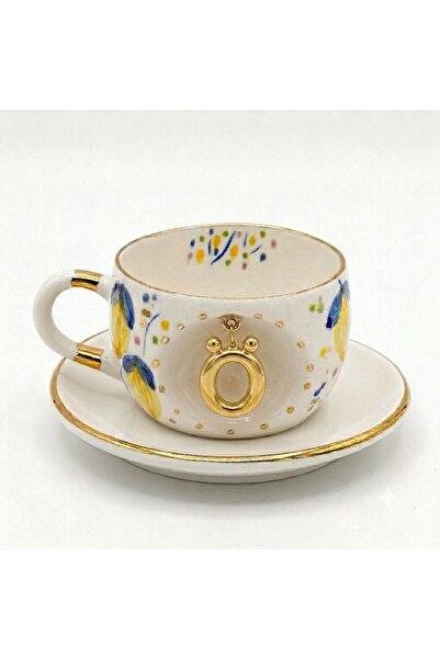 BSK Ceramics Handmade Limon Harfli Çay Fincanı Ö Harfi