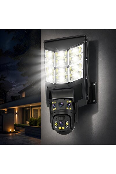ONQAM VN-80SWF 6MP Çift Kameralı Solar Sokak Lambalı WiFi Güvenlik Kamerası, ...