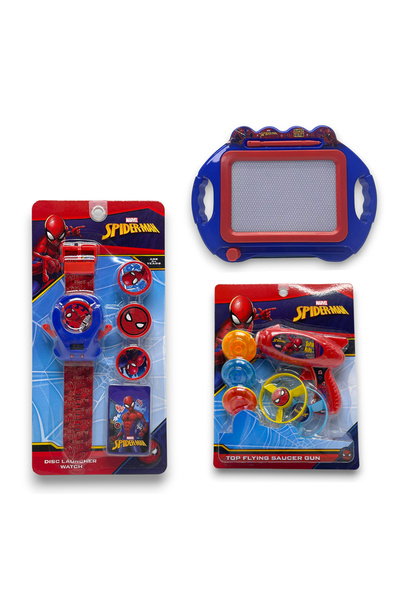 Marvel Spider-Man Launcher Watch + Writing Board + Saucer Gun