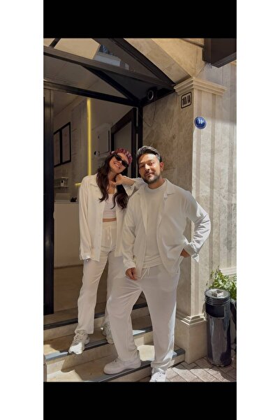 Combineman35 Bürümcük Fabric Shirt and Pants Couple Combination 4-Piece Set