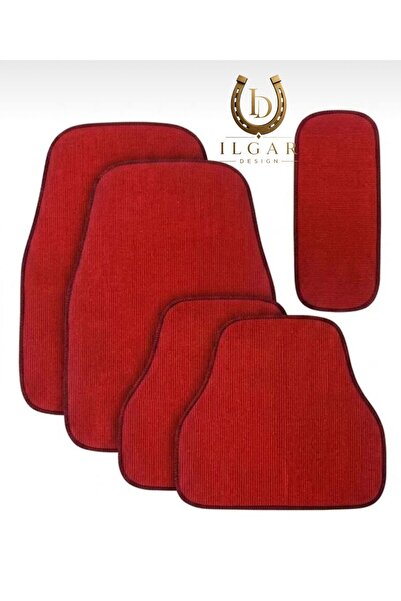 ILGAR DESIGN Citroen C3 Uyumlu 5 Parça Halı Paspas Seti Kırmızı