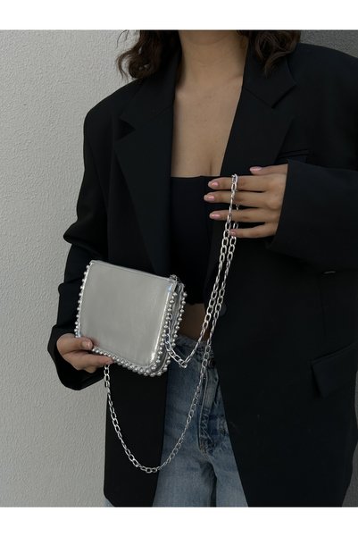 Tecer Bag Women's Studded Zippered Crossbody Clutch Bag