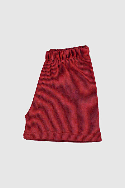 hepbaby Kırmızı, Waffle Dokulu Şortlu Çocuk Takım HB23990