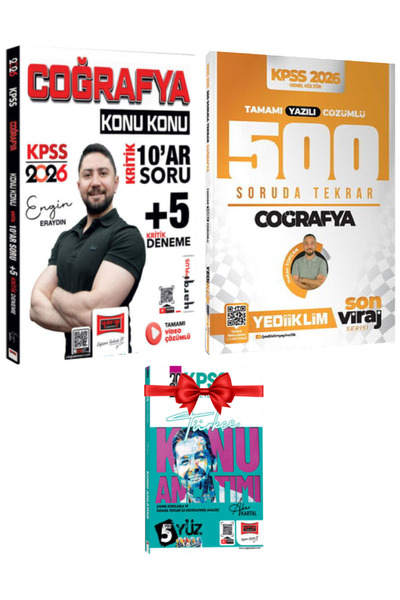 Yargı Yayınları Engin Eraydın-2026 KPSS Coğrafya Konu Konu Kritik 10'ar Soru ...