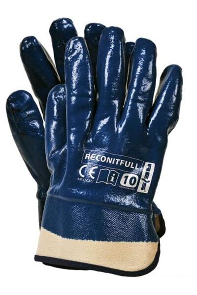 Un Manusi de protectie Reconitfull, Nitril, Albastru marin/Bej, XL