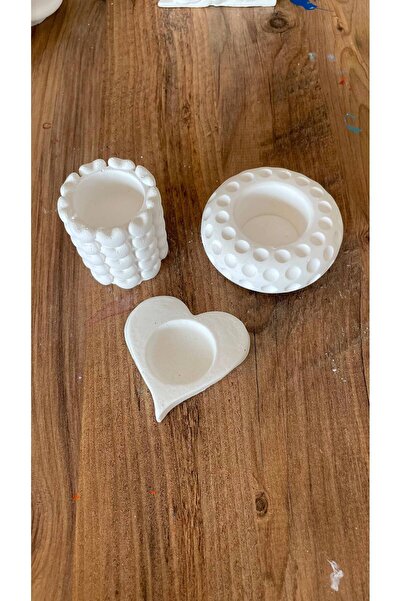 3lü tealight mumluk set (Sonsuz kalpler bubble, petek dokulu yuvarlak ve kalp model)