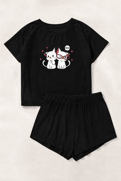 Silona Homewear Blacked Catmeow Bambuu Shorts Set