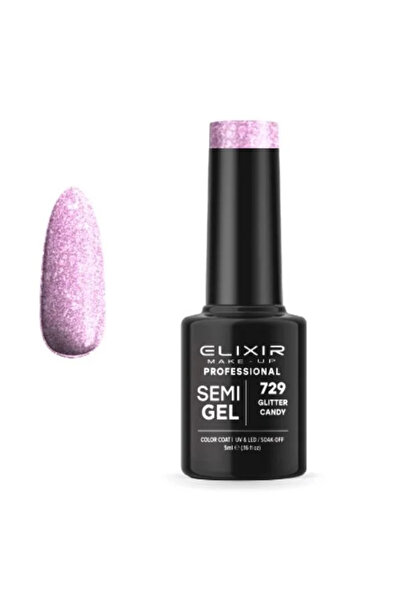 Elixir Επαγγελματικό Ημιμόνιμο Βερνίκι Νυχιών Τζελ 729 Γκλίτερ Καραμελένιο Ρο...