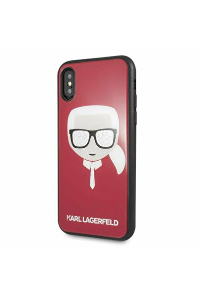 Karl Lagerfeld Εμβληματικό Κόκκινο Πλαστικό Πίσω Κάλυμμα με Γκλίτερ Κεφάλι Κα...