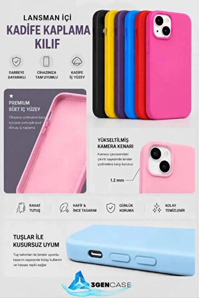 3GEN CASE iPhone 13/14/15 Uyumlu Soft Style Collection Lansman Kılıf İçi Kadife Kaplamalı Kamera Yükseltili