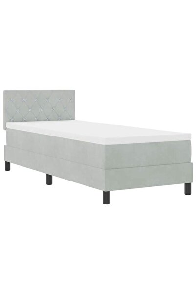 vidaxl Pat boxspring cu LED-uri, cu saltea cu LED-uri, gri deschis, 80 x 200 ...