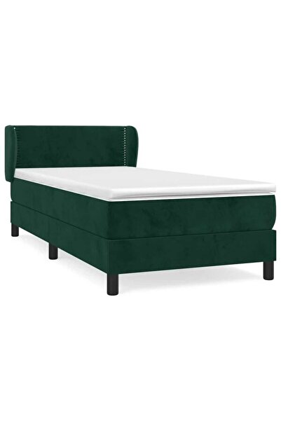 vidaxl Pat boxspring cu saltea, verde închis, 80 x 200 cm, catifea