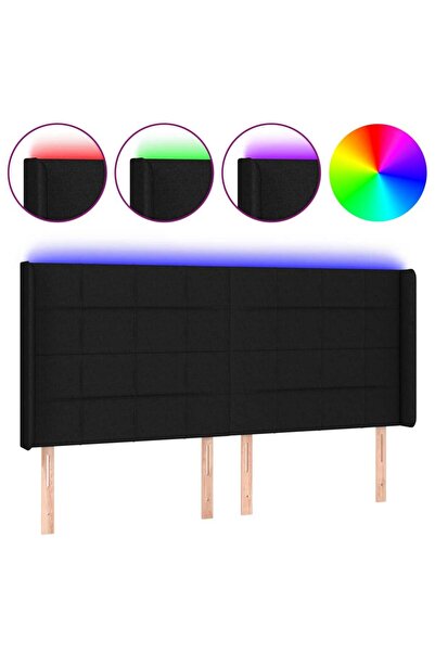 vidaxl Tăblie de pat cu LED, negru, 183x16x118/128 cm, textil