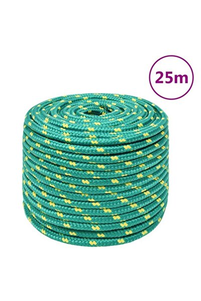 vidaxl Frânghie de barcă, verde, 12 mm, 25 m, polipropilenă