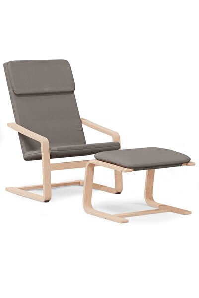 vidaxl Scaun de relaxare cu taburet, gri taupe, textil