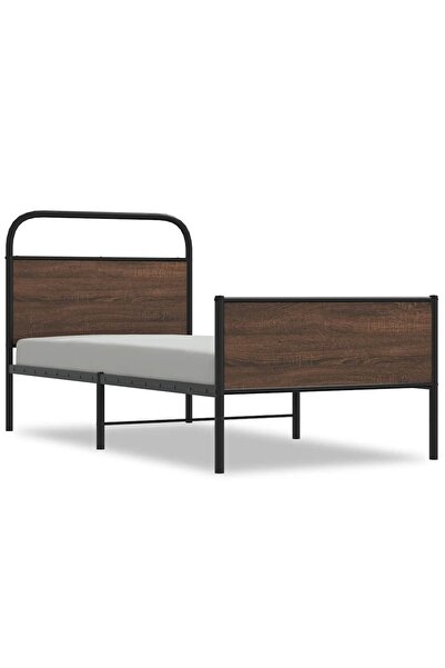 vidaxl Cadru pat fără saltea stejar maro,107x203 cm, lemn prelucrat