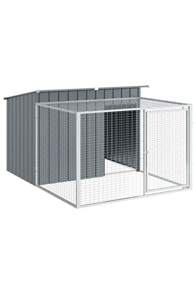 vidaxl Cușcă pentru câini cu țarc, antracit, 153 x 194 x 110 cm, oțel galvanizat