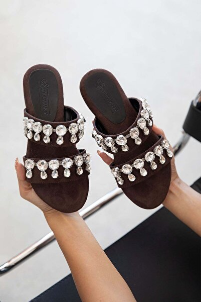 STRASWANS Volha Women's Stone Detailed Slippers Brown