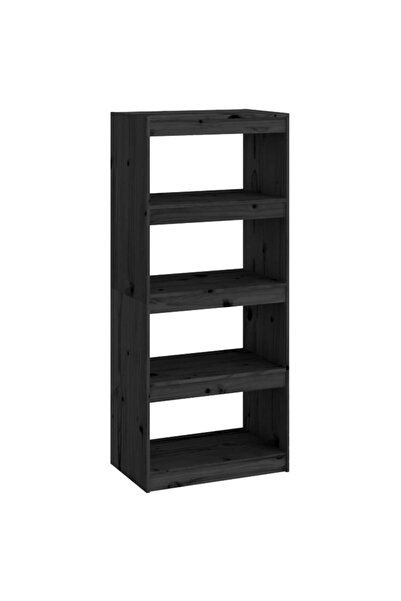 vidaxl Bibliotecă/Separator cameră negru 60x30x135,5 cm lemn masiv pin