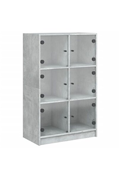 vidaxl Dulapuri înalte cu uși, Gri beton, 68 x 37 x 109 cm, Lemn prelucrat