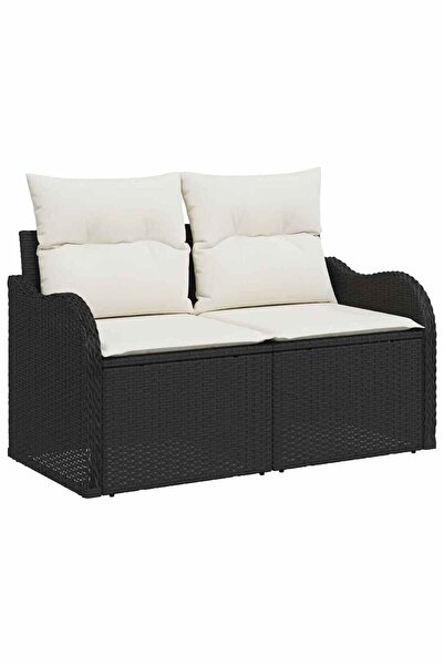 vidaxl Canapea de grădină cu pernă Negru 121 x 62 x 69cm poliratan