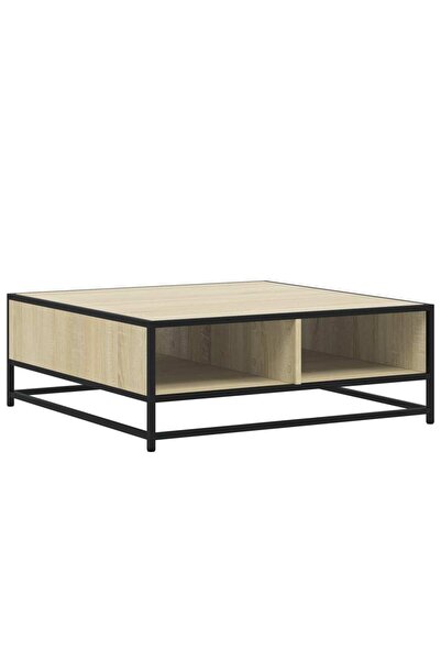 vidaxl Măsuță de cafea stejar sonoma 80x80x30 cm lemn prelucrat/metal