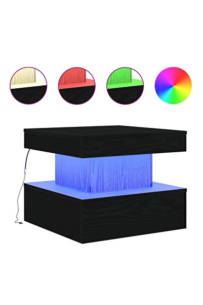 vidaxl Masuta de cafea cu lumini LED Stejar negru 50x50x40 cm