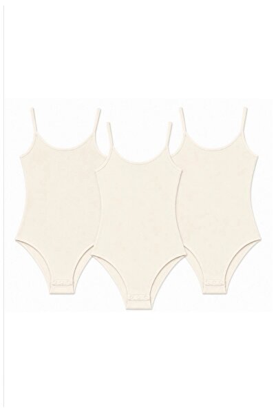 CHARM Yıldız 3-Pack Women's Lycra Strap-On Snapback Bodysuit with Flexible Co...