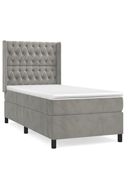 vidaxl Pat Continental cu saltea, gri deschis, 80 x 200 cm, catifea