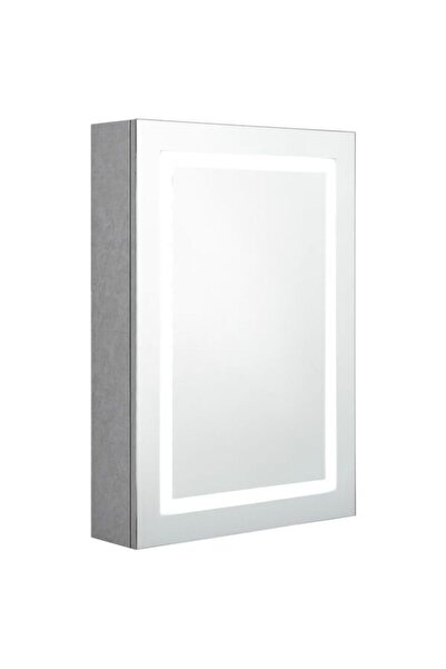 vidaxl Dulap de baie cu oglindă și LED, gri beton, 50 x 13 x 70 cm