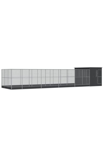 vidaxl Volieră pentru păsări cu extensie, Argintiu, 1118 x 303 x 216 cm, Oțel