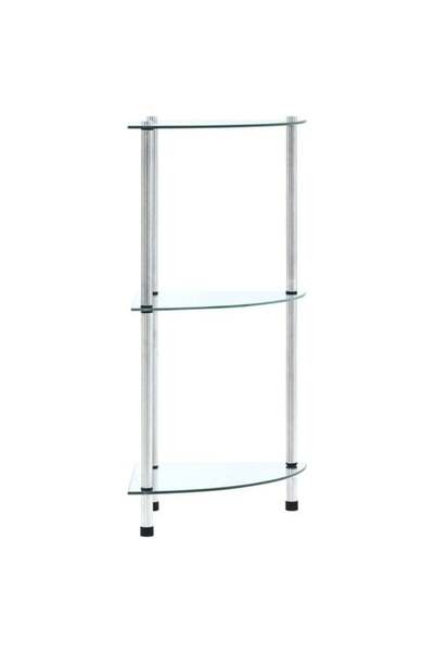 vidaxl Etajeră cu 3 niveluri, transparentă, 30 x 30 x 67 cm, sticlă securizată