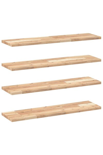 vidaxl Rafturi plutitoare 4 buc. 100 x 20 x 2 cm lemn masiv de salcâm netratat