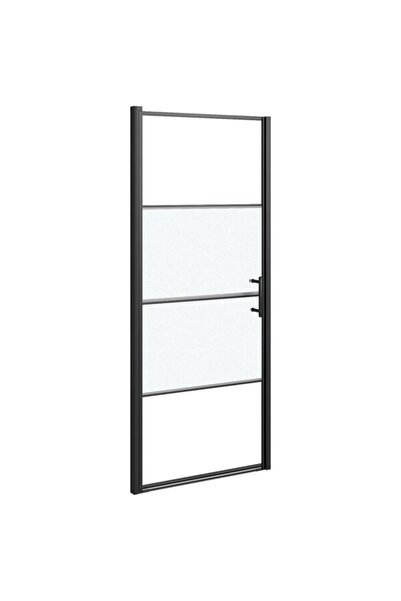 vidaxl Ușă de duș, neagră, 81 x 195 cm, sticlă securizată semi-mată