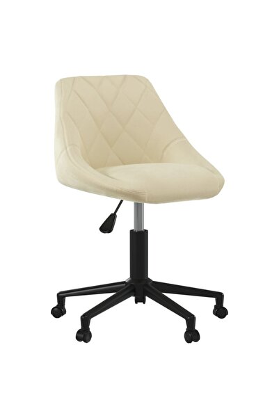 vidaxl Scaun de birou pivotant, crem, catifea