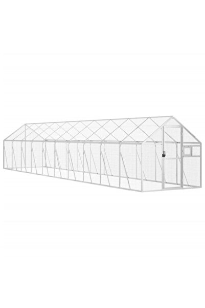 vidaxl Volieră pentru păsări, argintie, 1.79 x 10 x 1.85 m, aluminiu