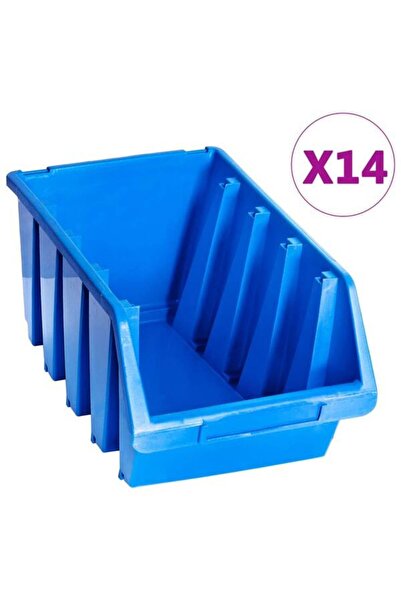 vidaxl Cutii de depozitare stivuibile, 14 buc., albastre, din plastic