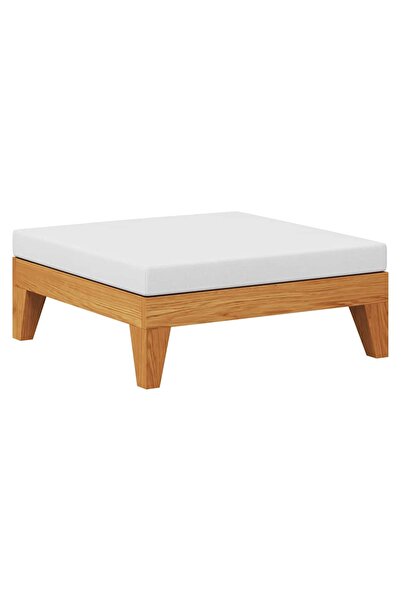 vidaxl Taburet modular, cu pernă alb crem, lemn masiv de acacia