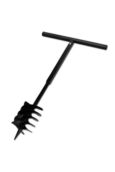 vidaxl Burghiu de pământ cu mâner, 180 mm, trei spirale, negru, oțel