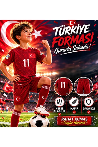 ZİLONG KENAN YILDIZ 2026 Dünya Kupası Türkiye Milli Takım Çocuk Forması 3'LÜ ...