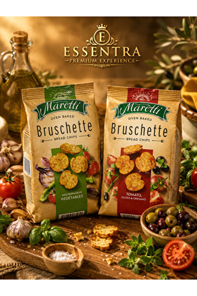 Essentra Home Maretti Bruschette Karışık Sebze & Domates Çeşit Ekmek Cipsi Pa...